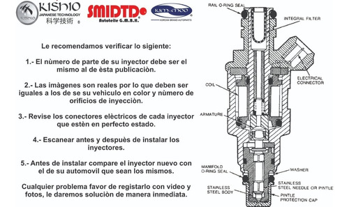 4 Inyectores Gasolina Y Filtro Chevrolet Cruze 1.4l 16-19 Foto 4