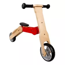 Scooter Y Bicicleta De Balance De Madera Color Rojo, 2 En 1