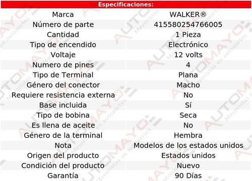 Bobina Walker Monte Carlo V8 5.0l Chevrolet 87-88 Foto 6