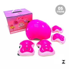 Kit Proteção Infantil Rosa Capacete+joelheira+cotoveleira 