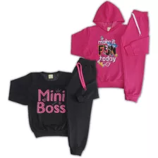 Kit 2 Conjuntos De Moletom Menina Roupa Infantil De Frio