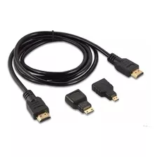 Kit Cabo Hdmi 3 Em 1 Hdmi Mini Hdmi Micro 1.8m Full 1080p