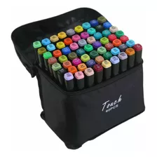 60 Marcador Doble Punta Lápices Para Colorear +estuche Negro