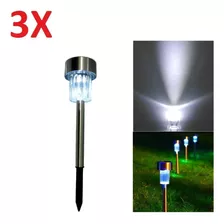 Kit 3 Luminaria Solar Balizadora Em Inox Poste Para Jardim