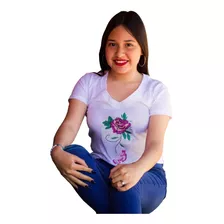 Blusa Cuello V Bordada Rosal