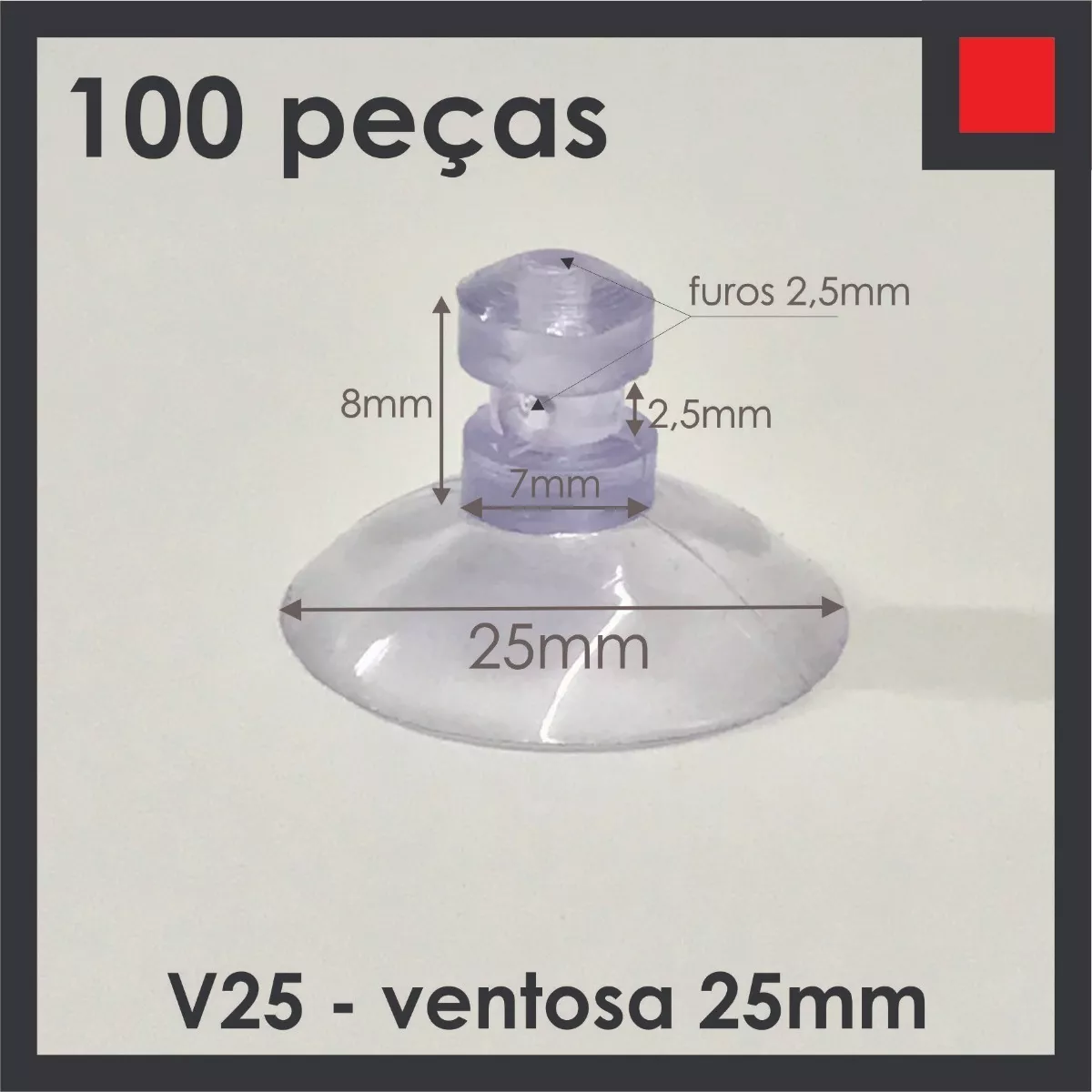 Ventosa Silicone 25mm (100 Peças)