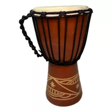 Tambor Djembe Africano De 6 Pulgadas Madera Maciza Tallado