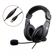 Headset Fone Para Pc Telemarketing Callcenter Com Mute Usb Cor Preto