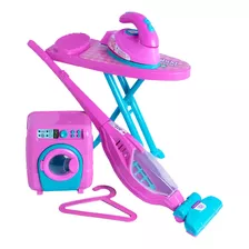 Kit 5 Brinquedos Eletrodomésticos Faz De Conta Rosa Menina