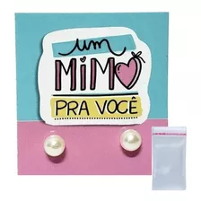 100 Pares Brinco Perola Tag Brinde Cliente Um Mimo Pra Você 