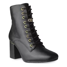 Bota Feminina Via Marte Coturno Amarrar Em Couro 057-001-02