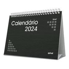 Calendário 2024 Mesa Preto Brief Spiral Escritório Pessoal