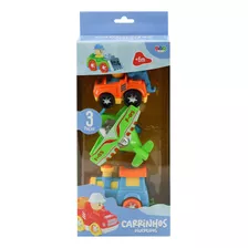 Kit Carrinho Trem Avião Brinquedo Infantil Fricção Bbr Toys