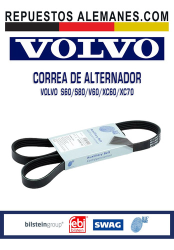 Correa Alternador Volvo S60 S80 V60 Xc60 Xc70 2.4d D3 D4 D5 Foto 3