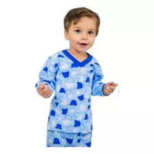 3 Pijama Bebê Moletom Flanelado 1/2/3 Moletinho Inverno