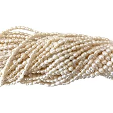 5 Tiras De Perla Natural De Rio Arroz 4 Mm Bisuteria 