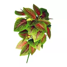 1 Buque Folhas Verde Vermelha Artificial Siliconado Realista