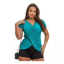 Blusa Feminina Blusinha Decote Em V Casual Modinha Blogueira