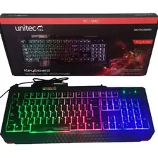 Teclado Alámbrico Luz Led Retroiluminado Rgb Unitec Gamer