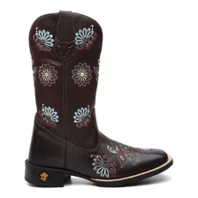 Bota Botina Texana Feminina Country Couro Montaria + Brinde