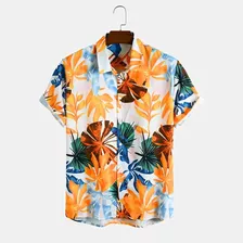 Camisa Estampada Hawaiana Para Hombre, Playa, Verano, Estamp