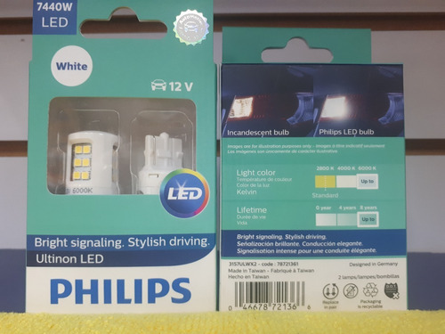 Focos Led Philips 7440 Ultinon 2pza Extreme White Foto 3