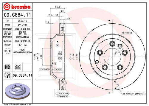 2 Discos De Freno Traseros Porsche Cayenne 2016 3.6l Brembo Foto 2