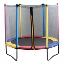 Cama Elástica Infantil Pula Pula Trampolim 1,40m + Rede Cor Da Lona De Salto Preto Cor Da Proteção De Molas Colorido