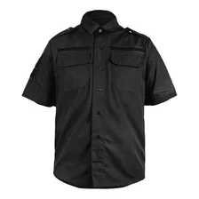 Camisa Social Ripstop Preta Uniforme Vigilante Segurança Bpd