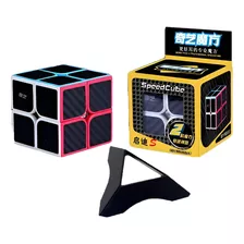 Cubo Rubik 2x2 Qiyi Fibra De Carbono Speed Cube + Base Regalo 