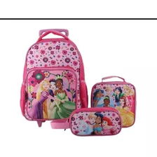 Set Mochila Escolar Con Ruedas De Niño Con Lonchera+estuche