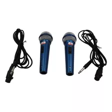 Kit 2 Microfones Dinâmico Profissional C/ Fio Azul Importado