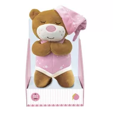 Urso De Pelúcia Que Ora Reza O Pai Nosso 20cm Rosa Unik