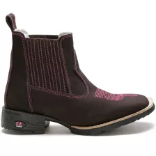 Bota Texana Montaria Feminina Country C Bordado Rosa