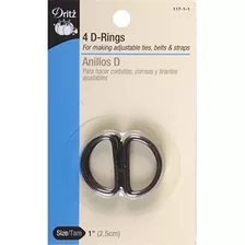 Dritz 117-1-1 D-anillas, Negro, 1 Pulgada 4-count