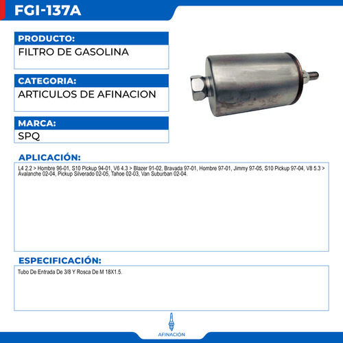 Filtro De Gasolina Chevrolet Tahoe 2002-2003 V8 5.3 Foto 2