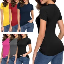 Kit 3 Camiseta Feminina Baby Look P-gg Básica Algodão Oferta