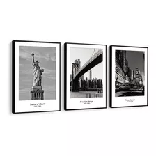 Quadro Decorativo Cidade New York Preto E Branco Sala Quarto