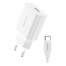 Cargador Foneng Eu43 + Cable Usb Tipo C 2.1a Color Blanco