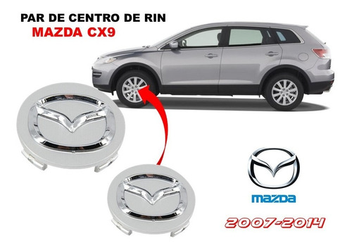 Par De Centros Rin Cromados Para Mazda Cx9 2007-2014 56 Mm Foto 2