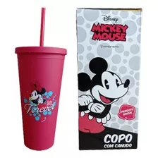 Copo Canudo Emborrachado 650 Ml Minnie Mouse Oficial