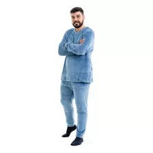 Pijama Masculino De Inverno Frio Intenso Plush Pelinhos Neve