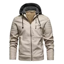 Chaqueta De Cuero Con Capucha Y Forro Polar Para Hombre Pareja