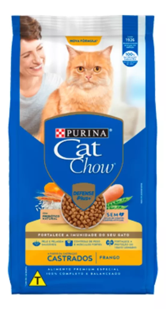 Alimento Cat Chow Castrados Para Gato Adulto Sabor Frango Em Sacola De 10.1kg