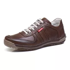 Sapatênis Casual Conforto Couro Marrom 3002