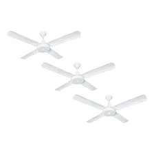 Pack X 3 Ventilador Techo 4 Palas Metal Blanco 1,20mts