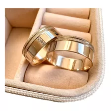 Alianças De Ouro Casamento Ouro 18k Legítimo Pedras + Anel