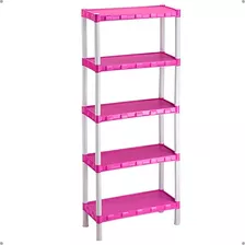 Estante Modular Plástica 5 Prateleira Organizador Resistente Cor Rosa