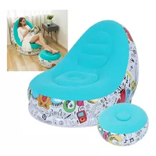 Sillón Inflable Portátil Ocio 2en1 Con Reposapiés+inflador