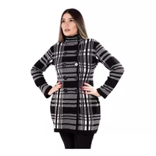 Sobretudo Tricot Xadrez Plus Size Blogueira Inverno 2023